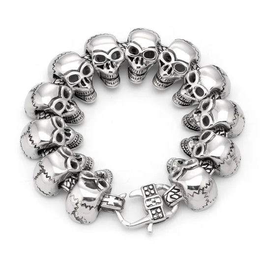 Men's Silver Skull Link Bracelet - alternate studio view (2 of 3)