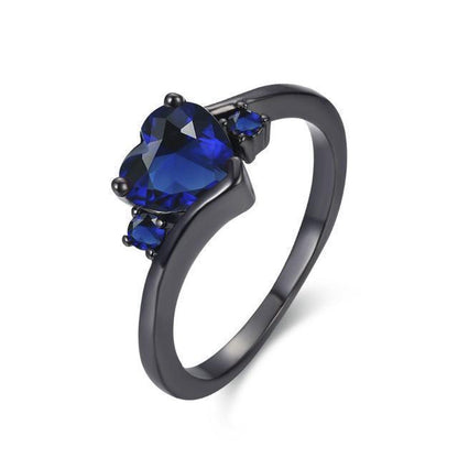 Women's Black-Metal Heart Gemstone Ring - alternate studio view (4 of 6)