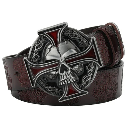 Skull Leather Belt - alternate studio view (2 of 2)