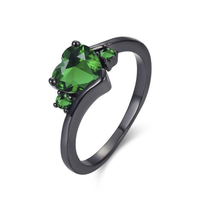 Women's Black-Metal Heart Gemstone Ring - alternate studio view (2 of 6)