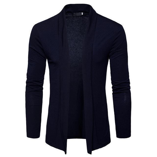 Men's Black Open-Front Shawl Knit Cardigan - alternate studio view (2 of 5)