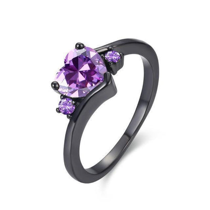 Women's Black-Metal Heart Gemstone Ring - alternate studio view (5 of 6)