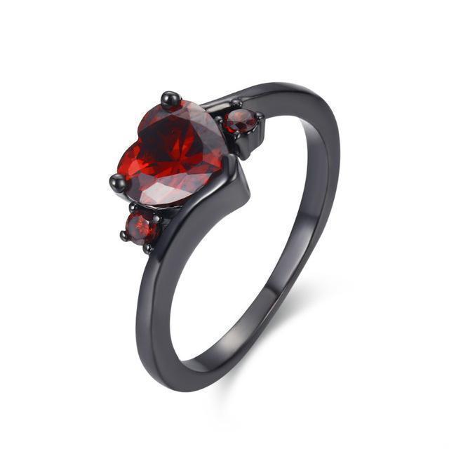 Women's Black-Metal Heart Gemstone Ring - alternate studio view (3 of 6)