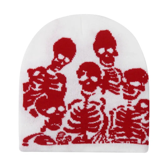 Unisex Skull Beanie - alternate view, shown with a person (2 of 4)