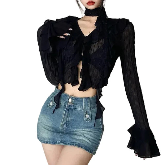 Women's Lace Blouse - primary photo, shown with a person (1 of 2)