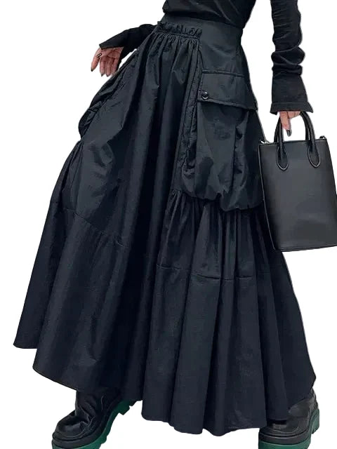 Women's Black Cargo Parachute Maxi Skirt - primary product photo (1 of 3)