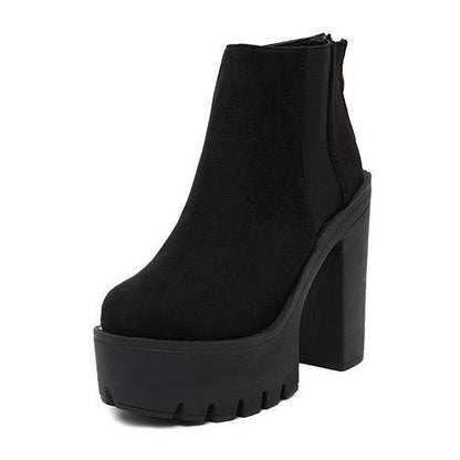 Black Suede Chelsea Platform Ankle Boots