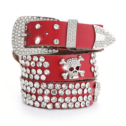 Gothic Skull Belt - alternate view, shown with a person (2 of 4)