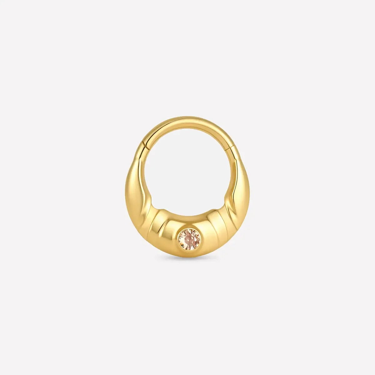 Gold vesper core titanium clicker with champagne cubic zirconia, product view 1 – PUNKYOUTH