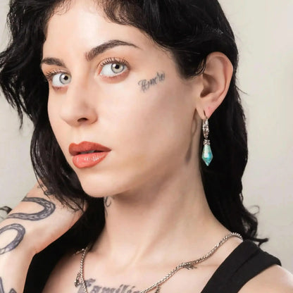 WRAPPED RELIC EARRINGS(SILVER-TURQUOISE)
