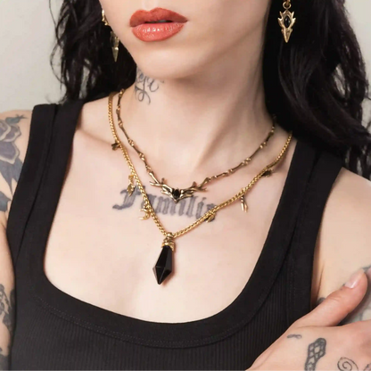 WRAPPED RELIC NECKLACE (SILVER-OBSIDIAN)