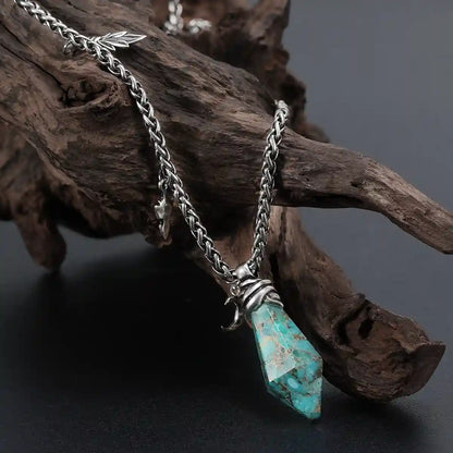 WRAPPED RELIC NECKLACE  (SILVER-TURQUOISE)