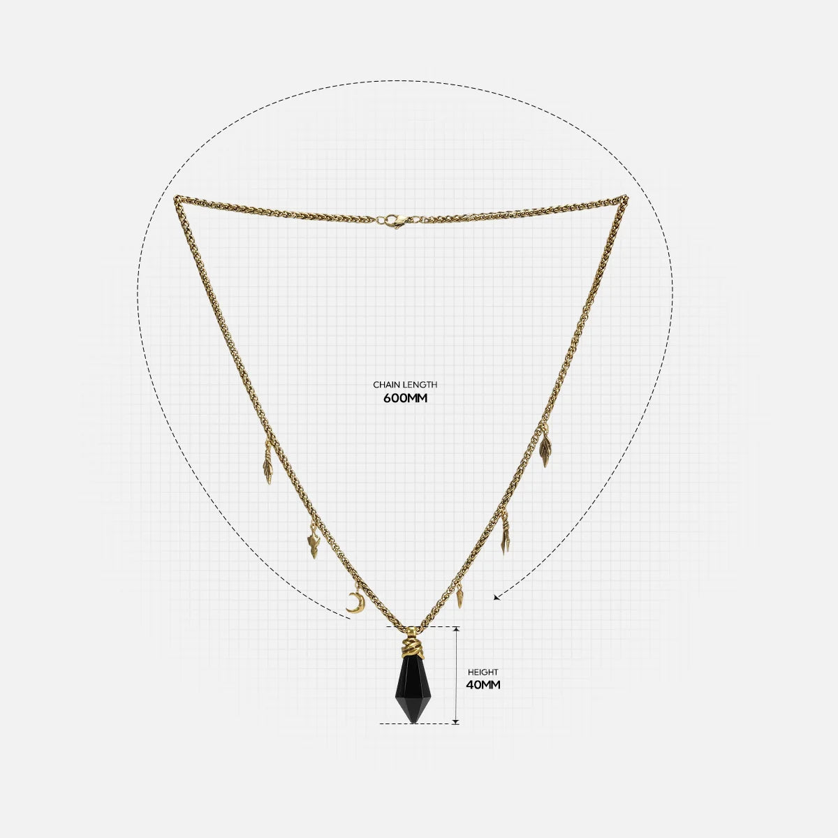 WRAPPED RELIC NECKLACE (GOLD-OBSIDIAN)
