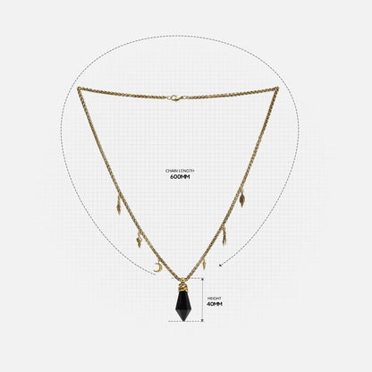 WRAPPED RELIC NECKLACE (GOLD-OBSIDIAN)