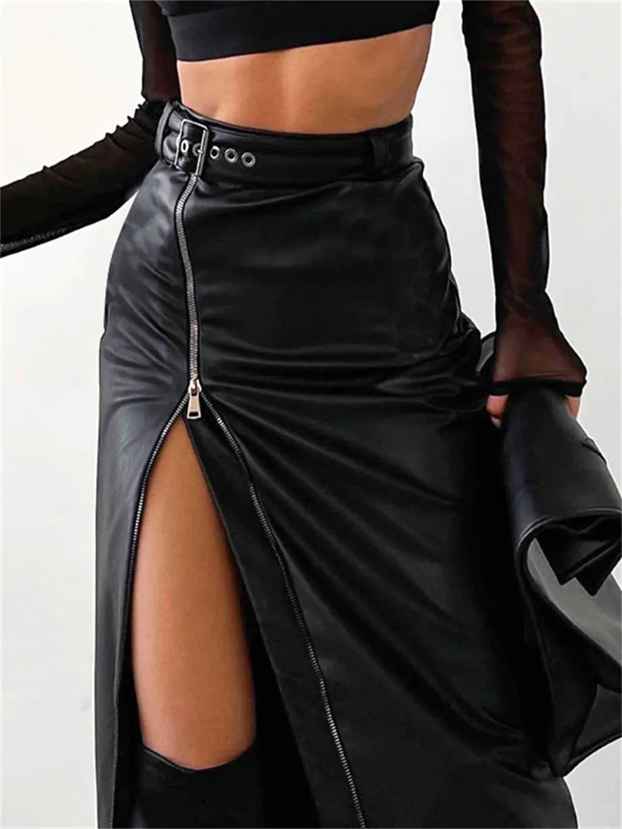 Pu Leather Skirt - primary photo, shown with a person (1 of 4)